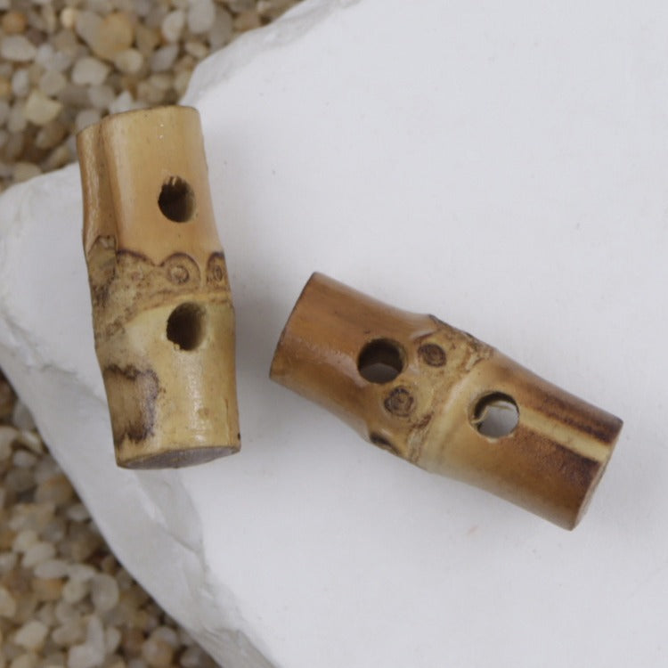 20/25/30mm Bottoni Toggle a Nodo Naturale in Bambù a Due Fori Stile Cinese Vintage 20pz
