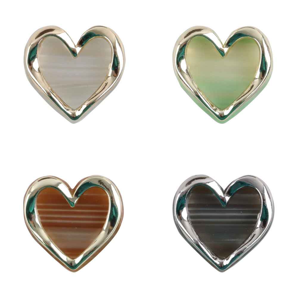 Heart Shaped Resin Metal Shank Buttons for Women's Blouses Jackets 10pcs - Lots of Buttons