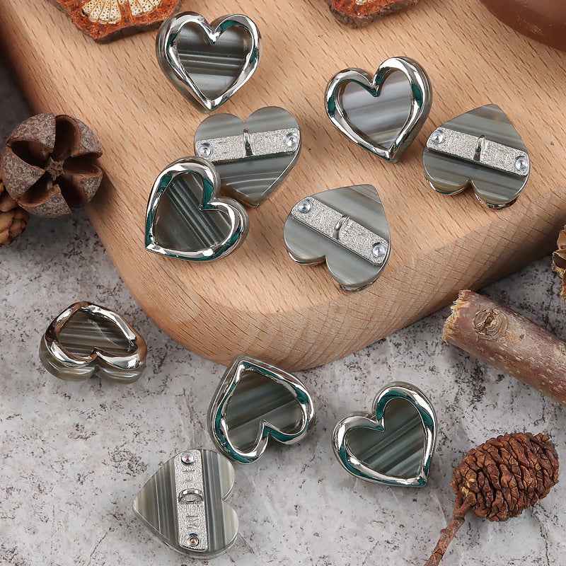 Heart Shaped Resin Metal Shank Buttons for Women's Blouses Jackets 10pcs - Lots of Buttons