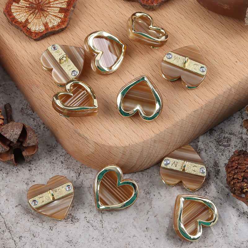 Heart Shaped Resin Metal Shank Buttons for Women's Blouses Jackets 10pcs - Lots of Buttons