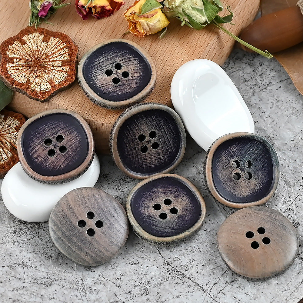 11.5-30mm Bottoni in Legno Massello Bianchi Viola Beige per Camicie e Giacche Vintage 30pz