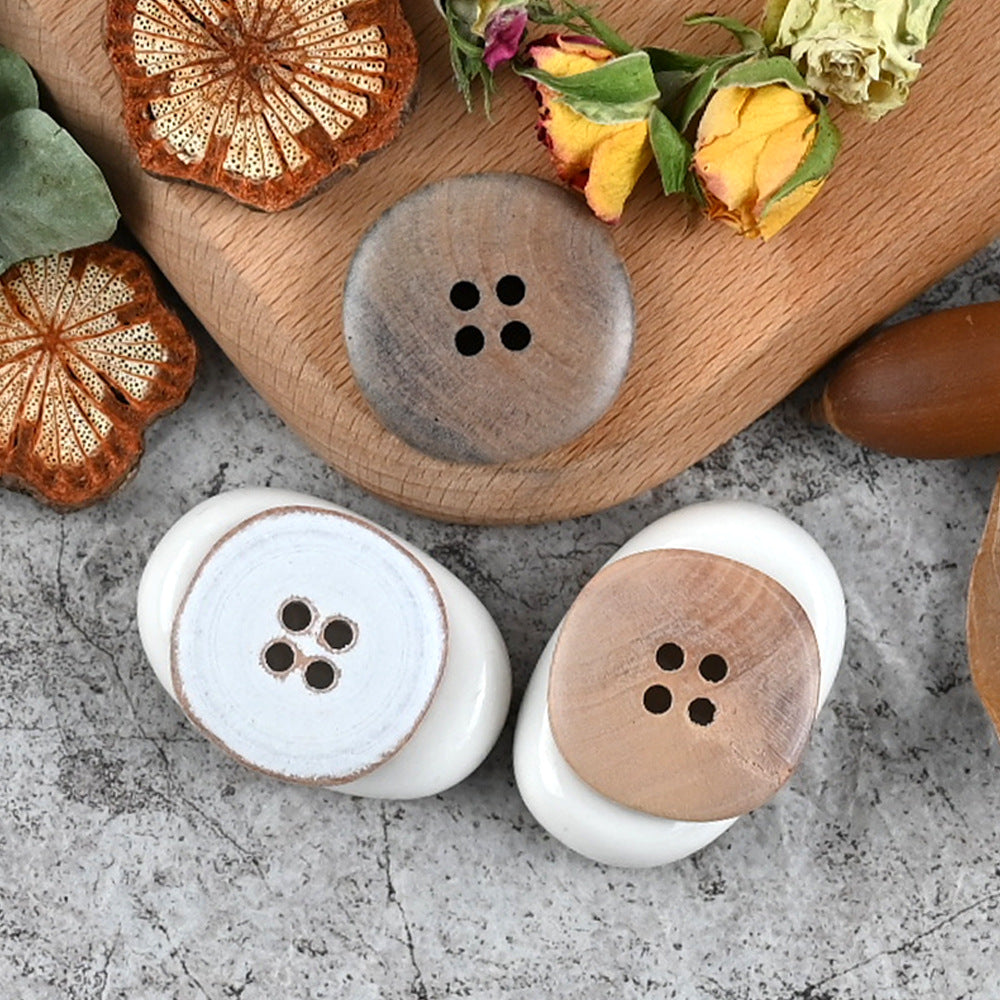11.5-30mm Bottoni in Legno Massello Bianchi Viola Beige per Camicie e Giacche Vintage 30pz
