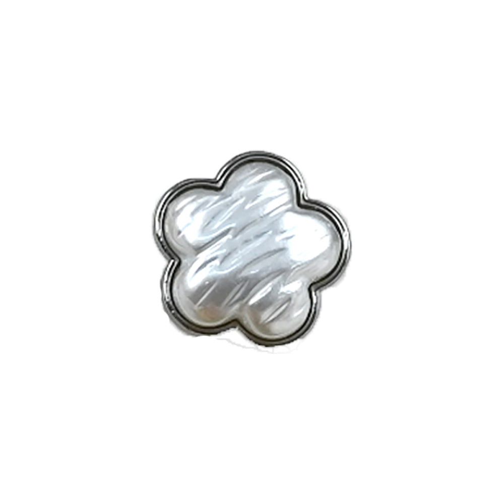 14mm francia stílusú kis virágos 3D finom fém gyanta gombok shank-kal 12 db