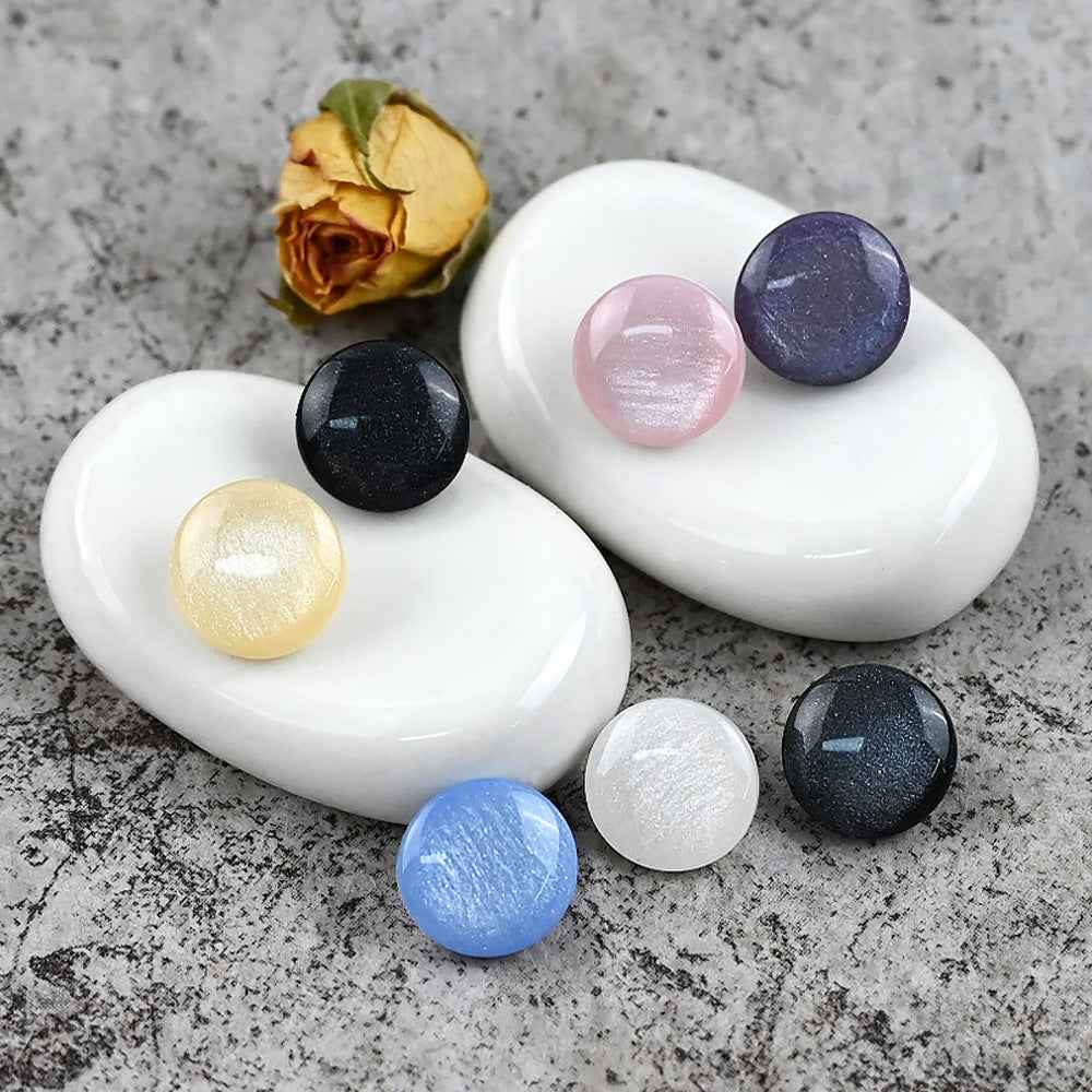 11.5mm Fresh Color Pearl Glitter Resin Mushroom Shank Buttons for Children's Clothing 100pcs - Lots of Buttons
