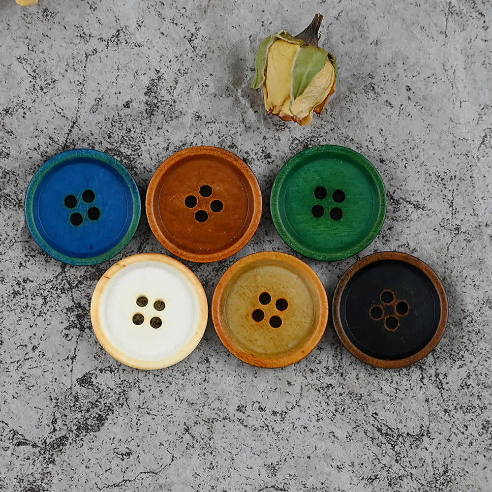 15 - 25mm Runde 4-Loch Vintage Chinesischer Stil Kuhknochenknöpfe 10 Stück
