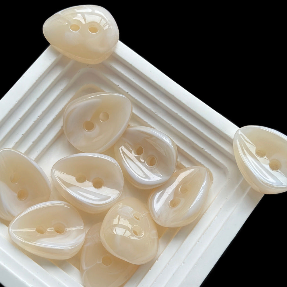 Botones de resina en forma de semilla de melón 3D ámbar y blanco lechoso de 23x28mm, 2 agujeros, 40 piezas