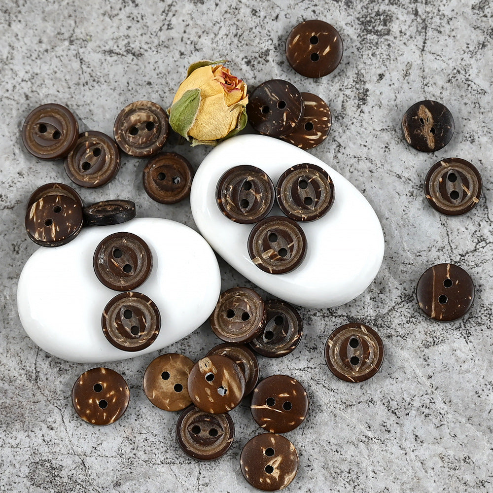 Botones de concha de coco natural de ojo de pez vintage de 10/11.5mm para camisetas de polo de playa 120pcs