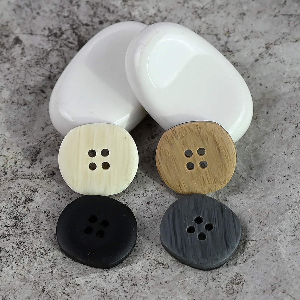 18-28mm Imitation Wood Grain Vintage Resin Knappar för Ulltröjor 20st