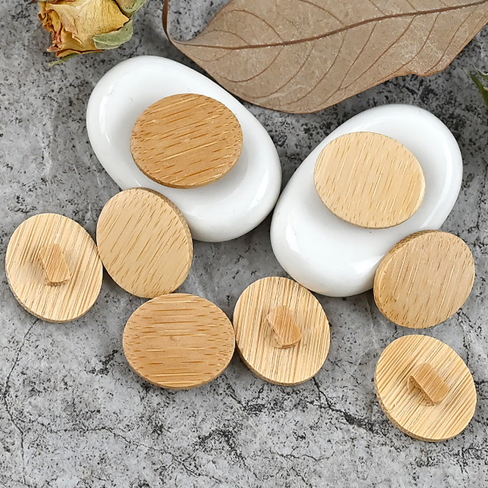 11,5-20mm Bottoni a fungo in bambù naturale con gambo quadrato rotondo ovale 100 pezzi