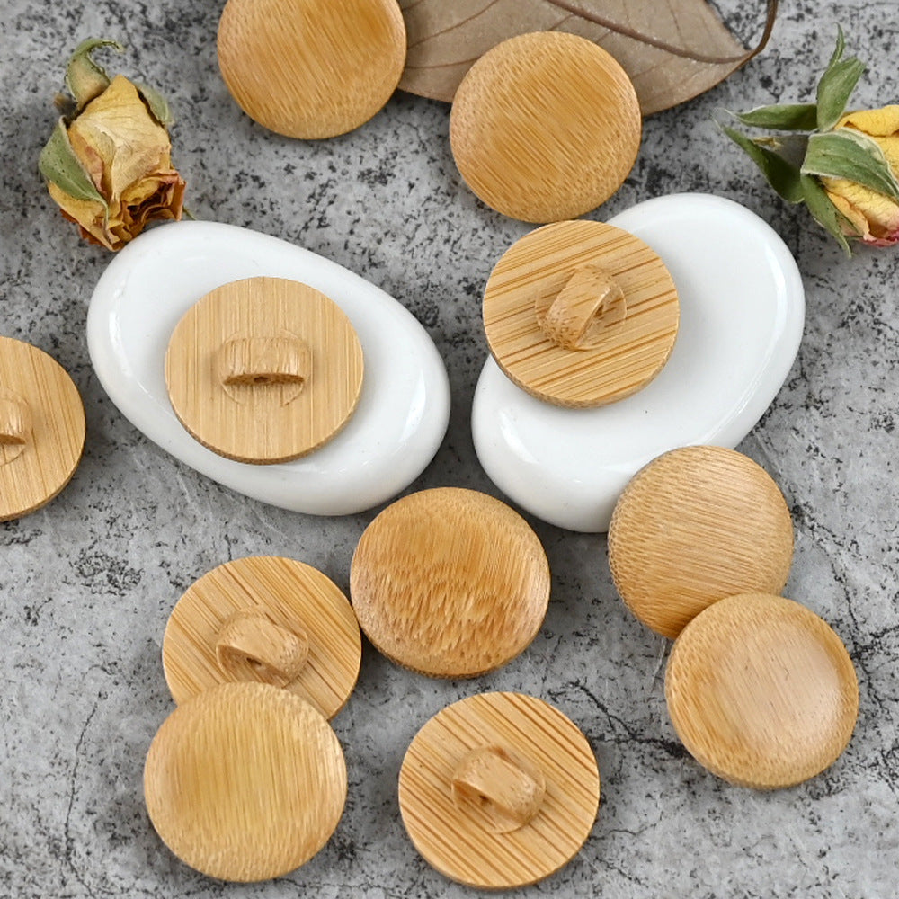 11,5-20mm Bottoni a fungo in bambù naturale con gambo quadrato rotondo ovale 100 pezzi