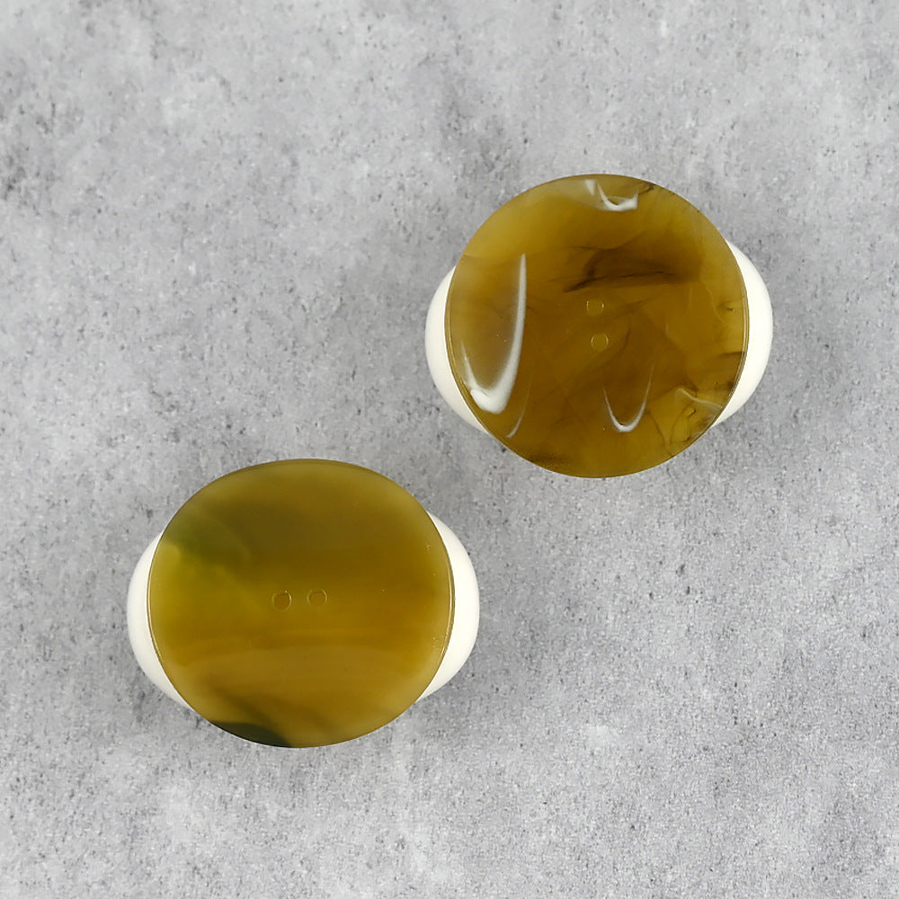 34mm Gradient Gul och Mörkgrön Stora Harpiksknappar med Böjd Yta 12st