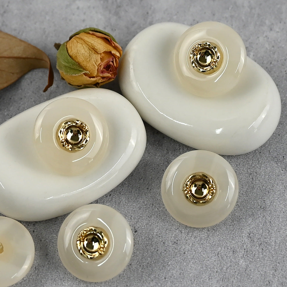 Chinese Amber Brown Metal and Resin Combination Buttons with Shanks 30PCS
