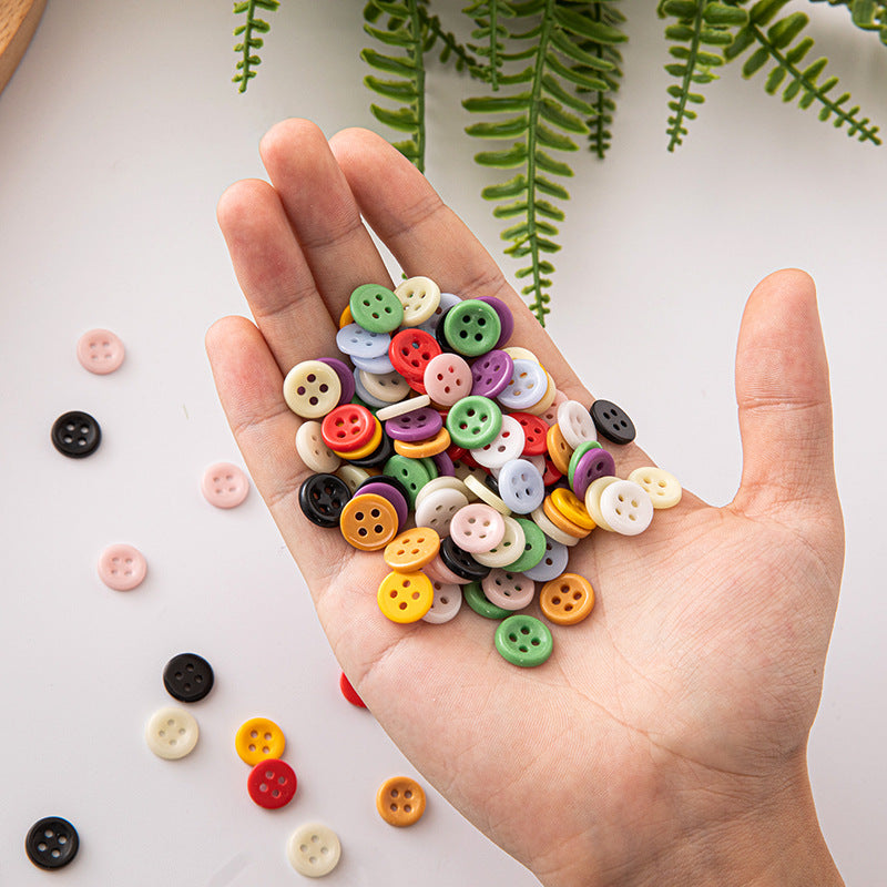 Solid Color Round 4 Hole Ceramic Kids Clothing DIY Buttons,55 Pack - Lots of Buttons