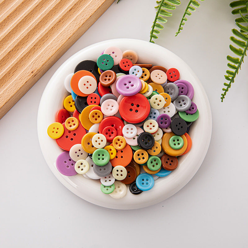 Solid Color Round 4 Hole Ceramic Kids Clothing DIY Buttons,55 Pack - Lots of Buttons