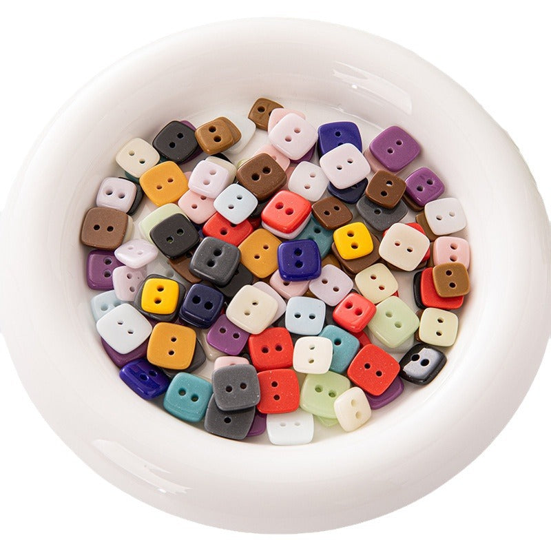 Solid Color Square 2 Hole Ceramic Kids Clothing DIY Buttons,98 Pack - Lots of Buttons