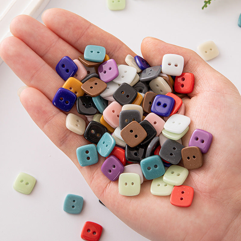 Solid Color Square 2 Hole Ceramic Kids Clothing DIY Buttons,98 Pack - Lots of Buttons