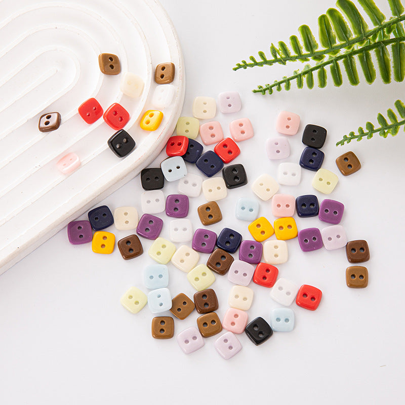 Solid Color Square 2 Hole Ceramic Kids Clothing DIY Buttons,98 Pack - Lots of Buttons
