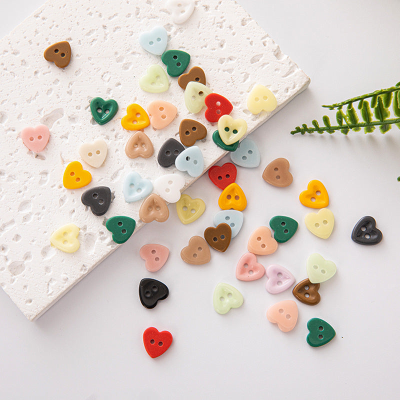 12mm Children Colorful Heart 2 Hole Ceramic Buttons,70 Pack - Lots of Buttons