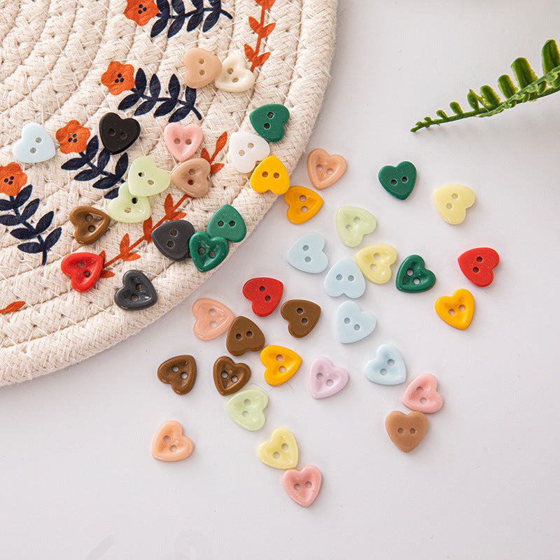12mm Children Colorful Heart 2 Hole Ceramic Buttons,70 Pack - Lots of Buttons