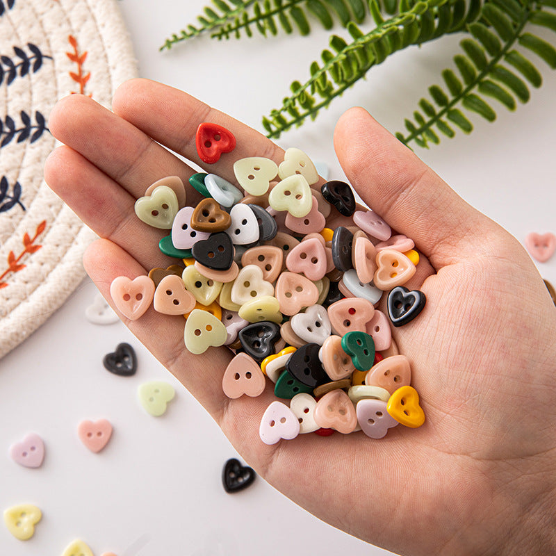 12mm Children Colorful Heart 2 Hole Ceramic Buttons,70 Pack - Lots of Buttons
