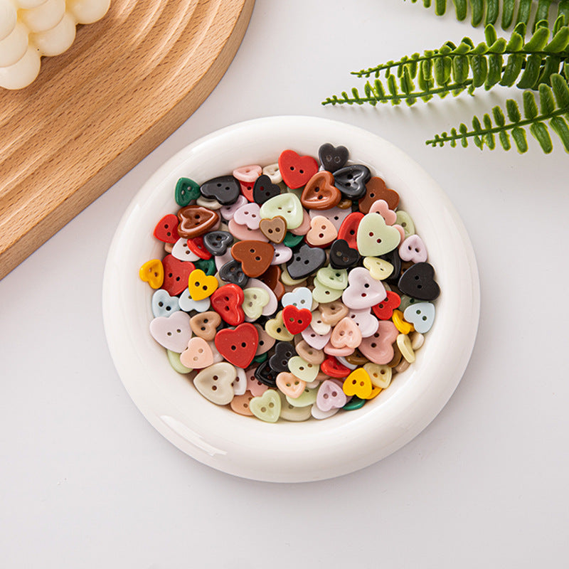 12mm Children Colorful Heart 2 Hole Ceramic Buttons,70 Pack - Lots of Buttons