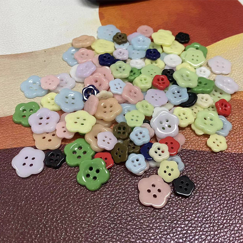 Simple Flower Shaped Four Hole Ceramic Clothing Buttons,10pcs - Lots of Buttons