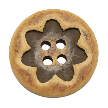 Bottoni in Legno Naturale con Motivi Floreali Ovali e Triangolari, Confezione da 30