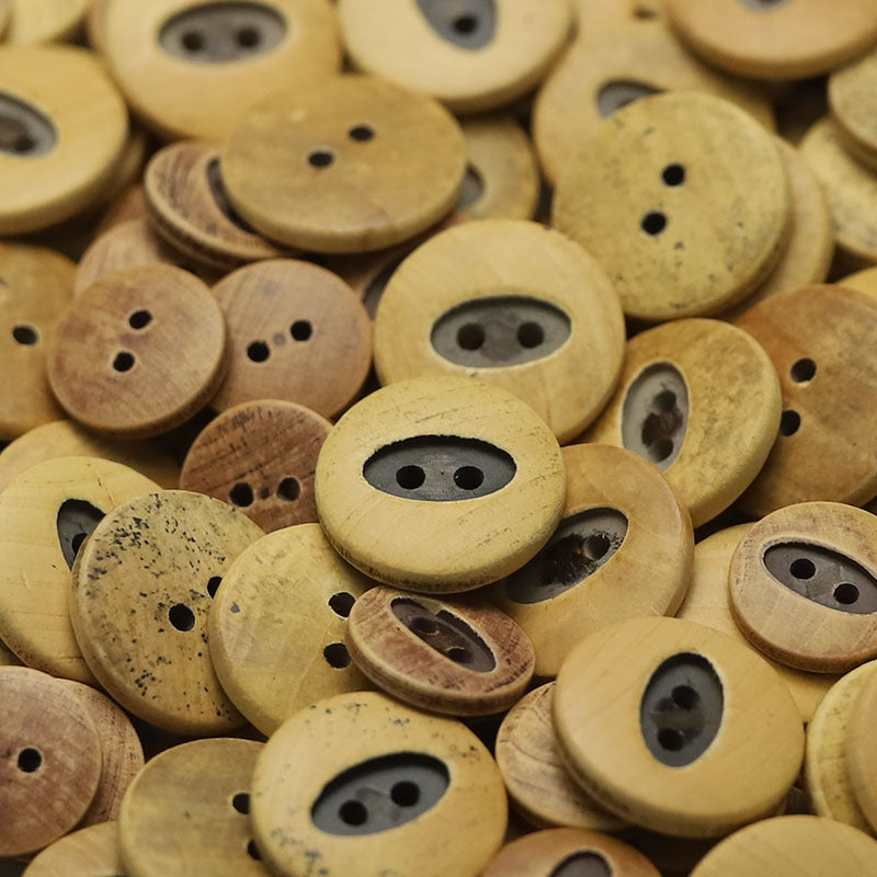 Bottoni in Legno Naturale con Motivi Floreali Ovali e Triangolari, Confezione da 30
