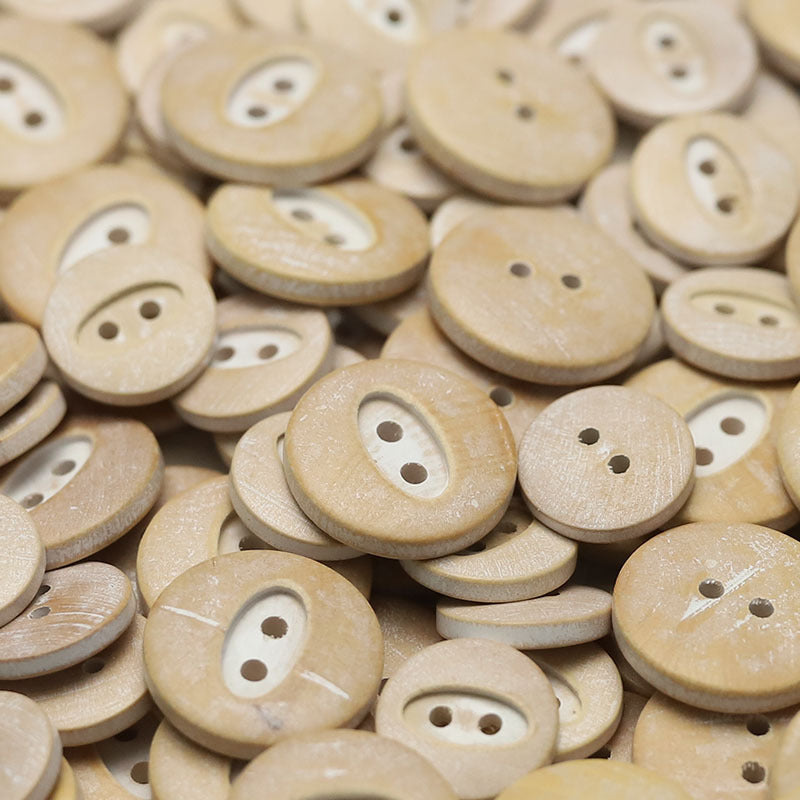 Bottoni in Legno Naturale con Motivi Floreali Ovali e Triangolari, Confezione da 30