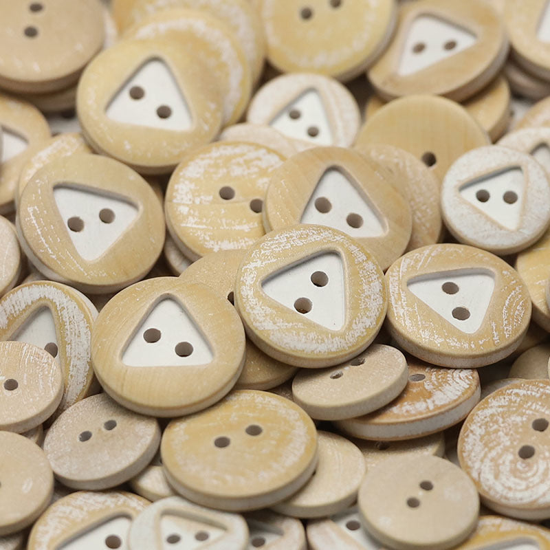 Bottoni in Legno Naturale con Motivi Floreali Ovali e Triangolari, Confezione da 30