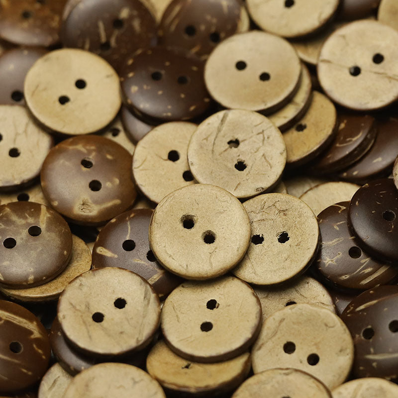 10-56mm Extra Large Natural Coconut Flat 2-Hole Buttons 60 Pack