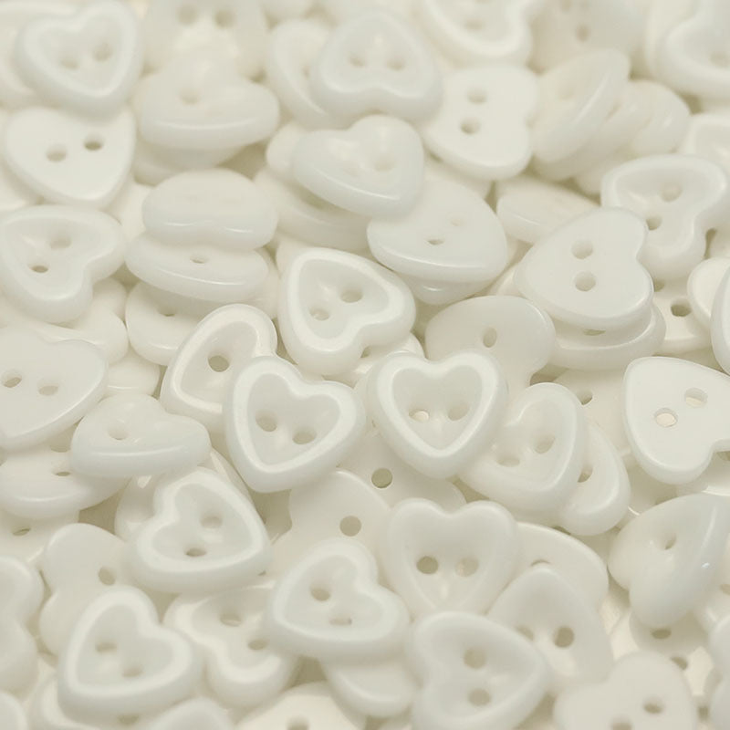 14.5mm Heart-Shaped Ceramic 2-Hole Buttons for Kids' Clothing 50 Pack - Lots of Buttons