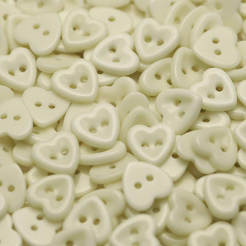 14.5mm Heart-Shaped Ceramic 2-Hole Buttons for Kids' Clothing 50 Pack - Lots of Buttons
