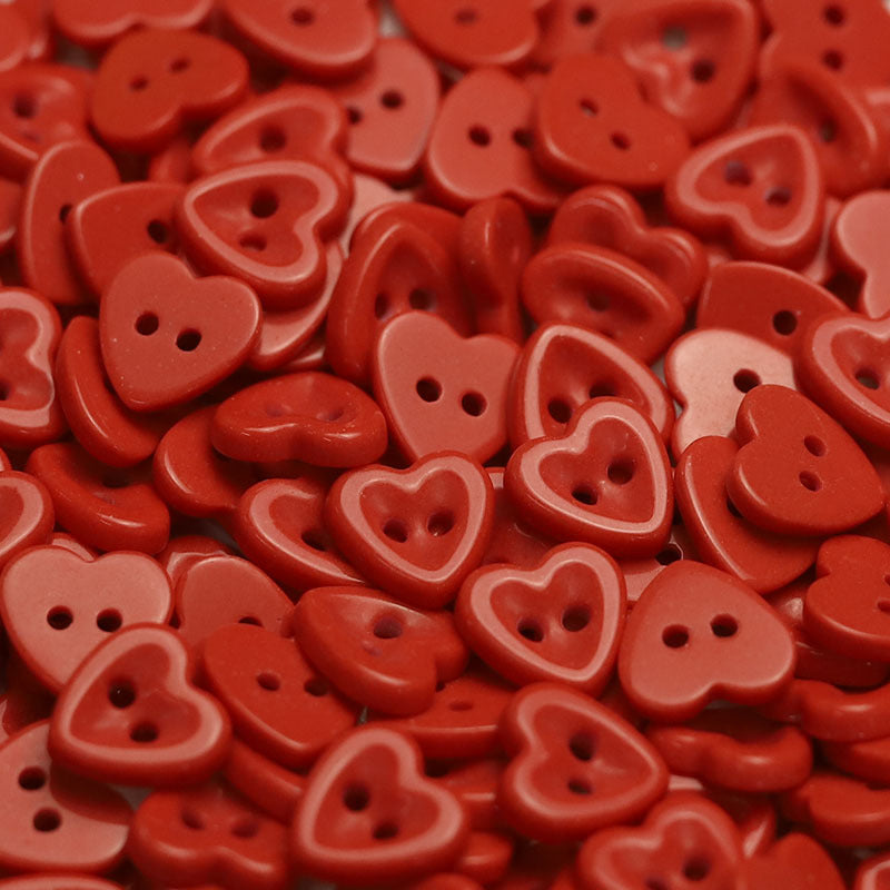 14.5mm Heart-Shaped Ceramic 2-Hole Buttons for Kids' Clothing 50 Pack - Lots of Buttons