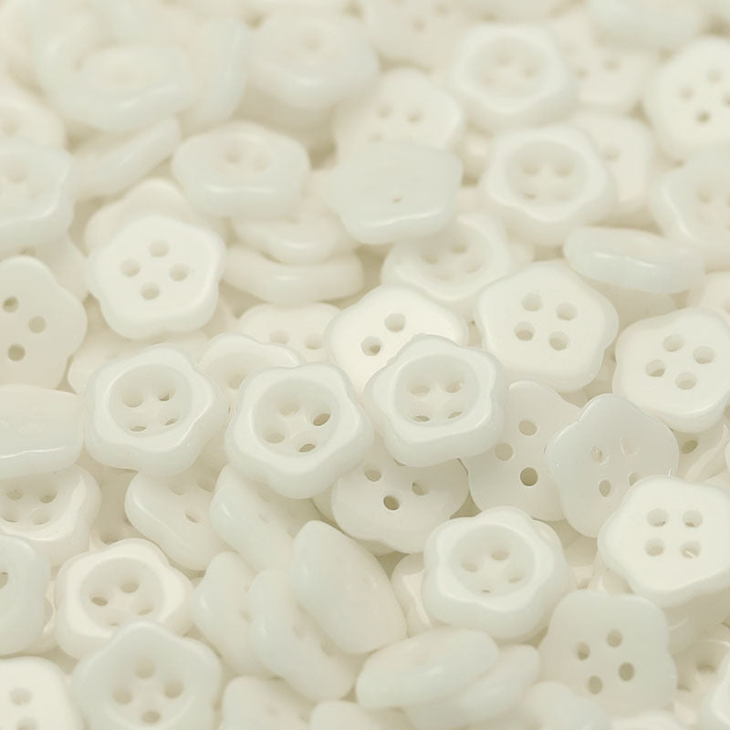 12.5mm Plum Blossom Ceramic 4-Hole Buttons for Kids' Clothing 50 Pack - Lots of Buttons