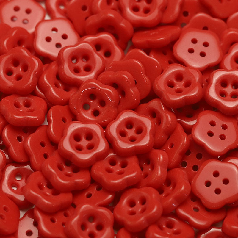 12.5mm Plum Blossom Ceramic 4-Hole Buttons for Kids' Clothing 50 Pack - Lots of Buttons