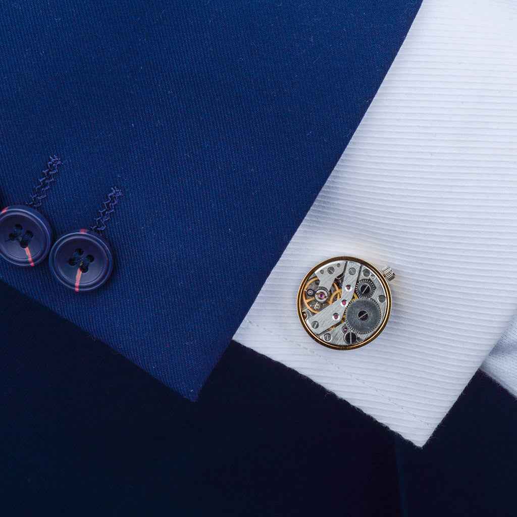 22mm Punk-Style Mechanical Watch Movement Cufflinks