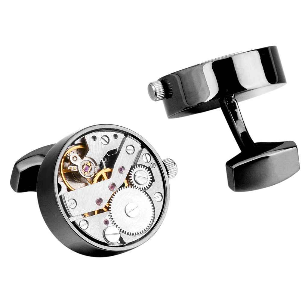22mm Punk-Style Mechanical Watch Movement Cufflinks