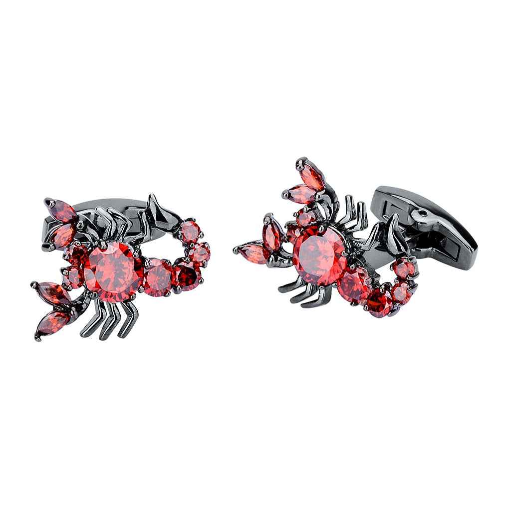Unique Red Zircon Scorpion Cufflinks for Men