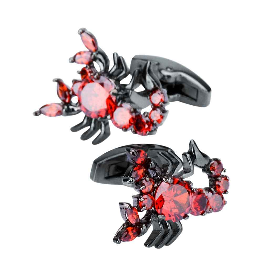 Unique Red Zircon Scorpion Cufflinks for Men