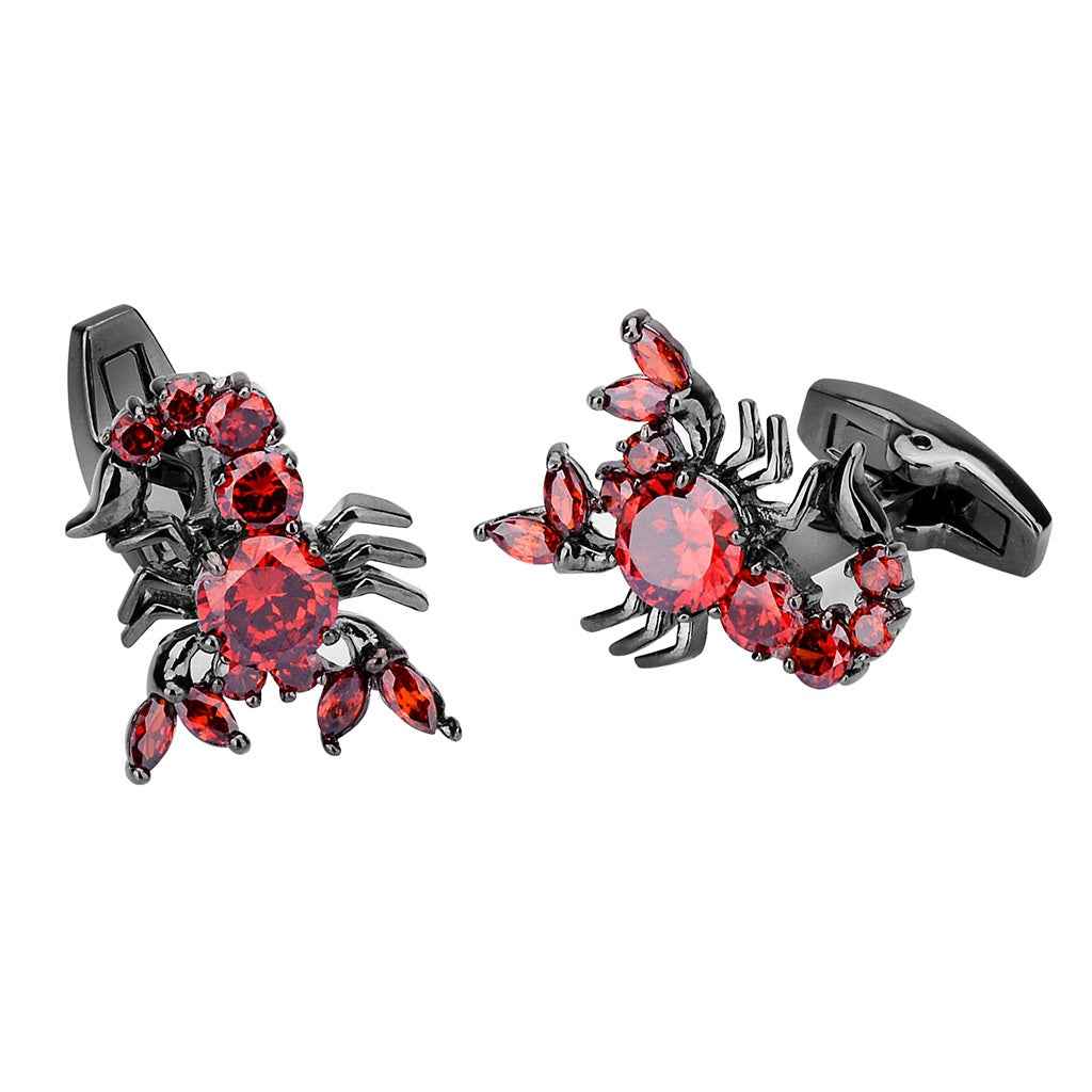Unique Red Zircon Scorpion Cufflinks for Men