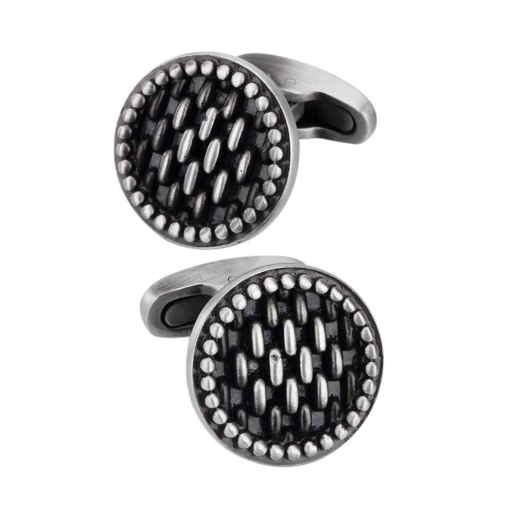 18mm Round Vintage Cufflinks – Antique Silver for Men