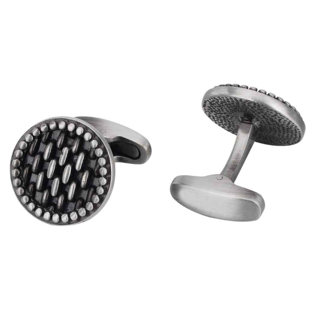 18mm Round Vintage Cufflinks – Antique Silver for Men