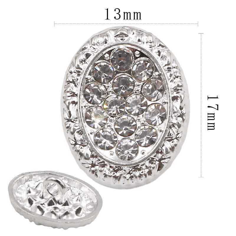 Pentagon & Oval Metal Shank Buttons with Sparkling Rhinestones 20pcs
