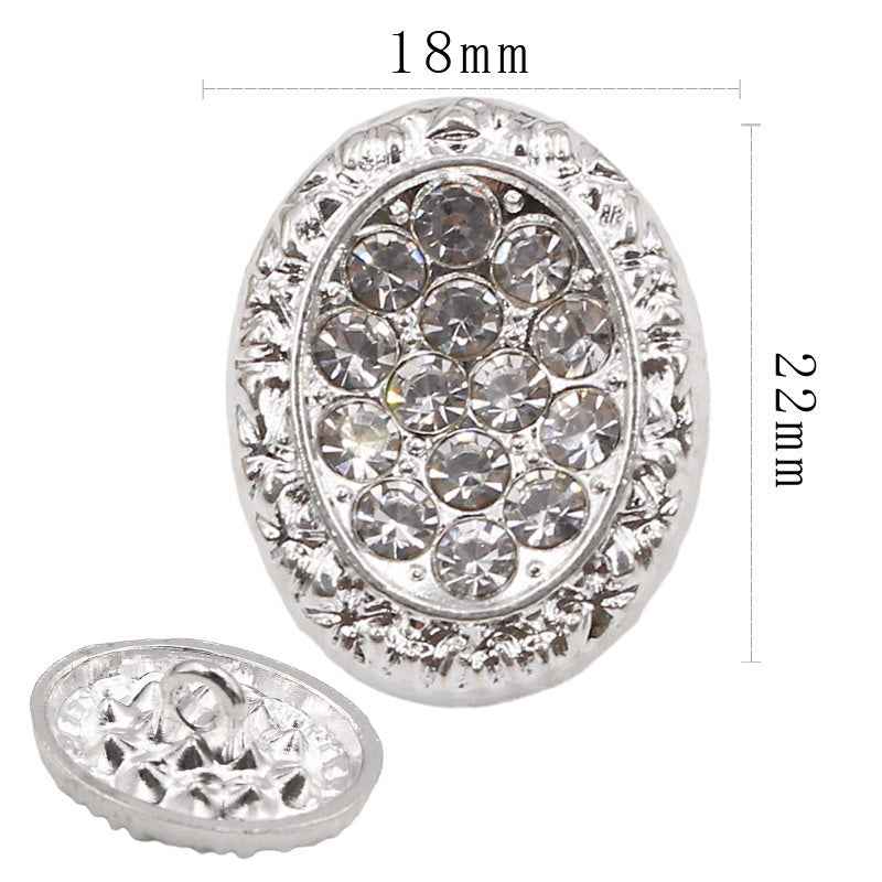 Pentagon & Oval Metal Shank Buttons with Sparkling Rhinestones 20pcs