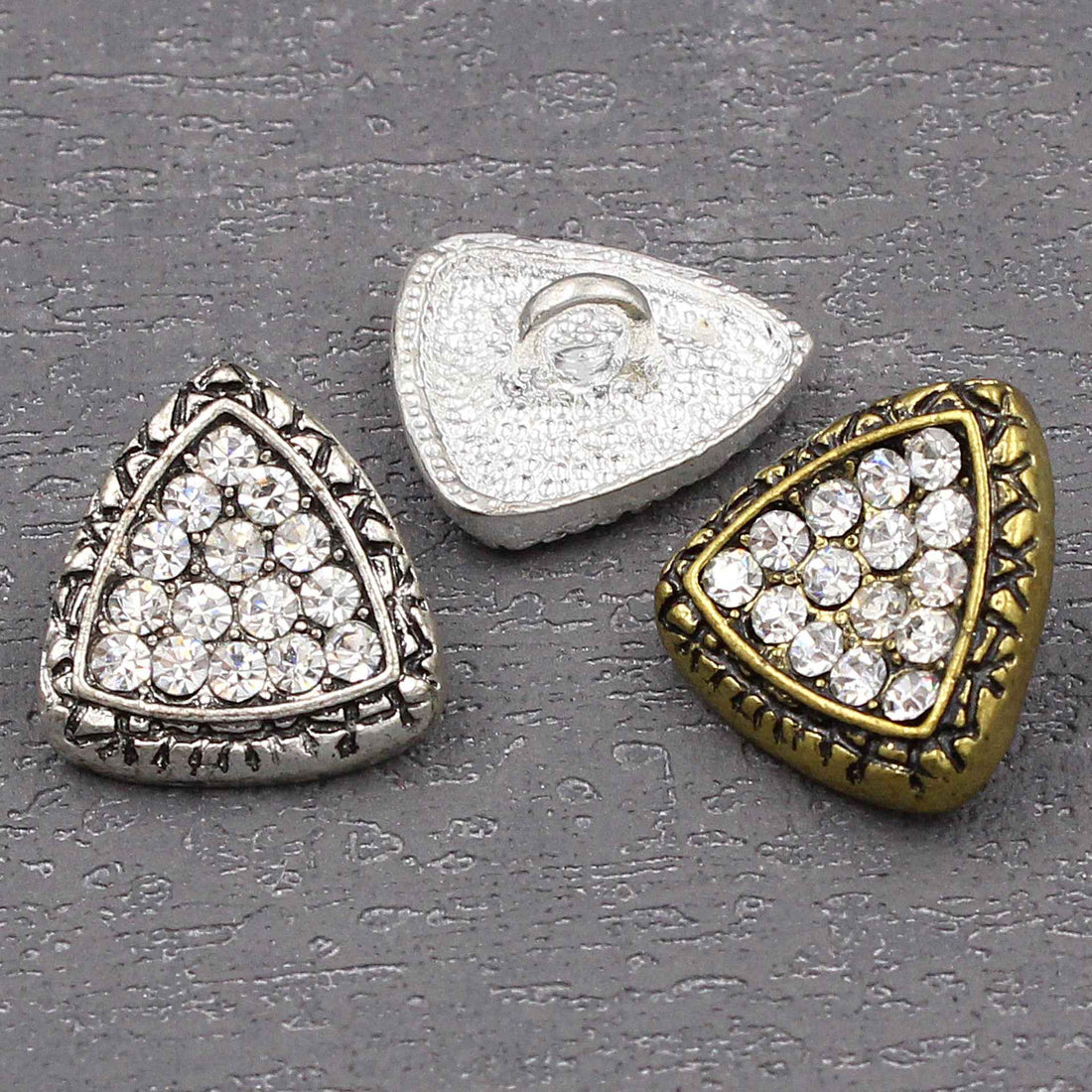 Vintage-Inspired Triangle Metal Shank Buttons 48 Pack(3 Colors)