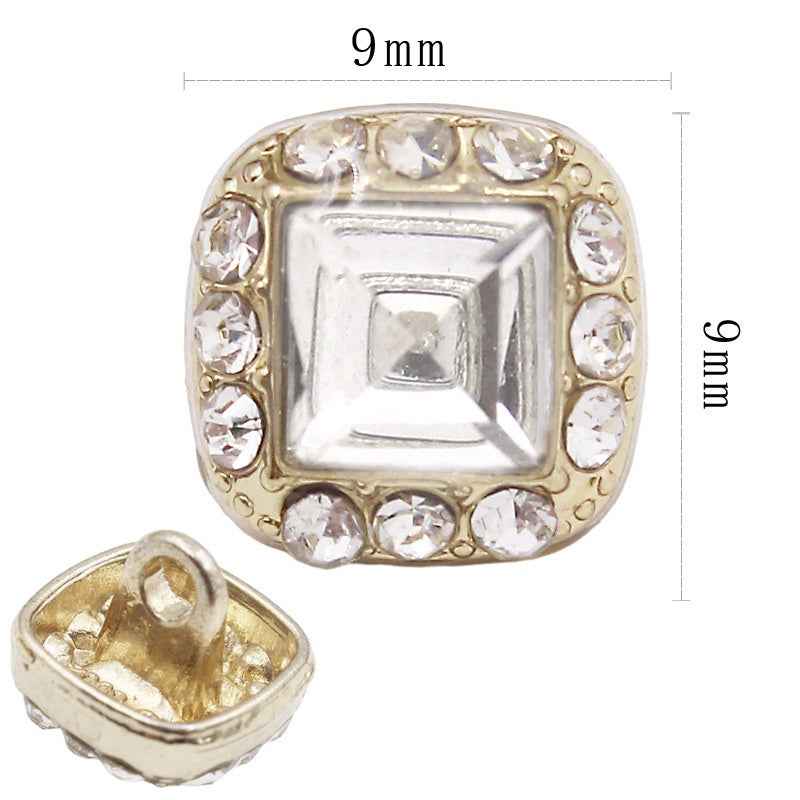 Round Square Crystal Glass Shank Buttons Alloy with Rhinestone 20pcs