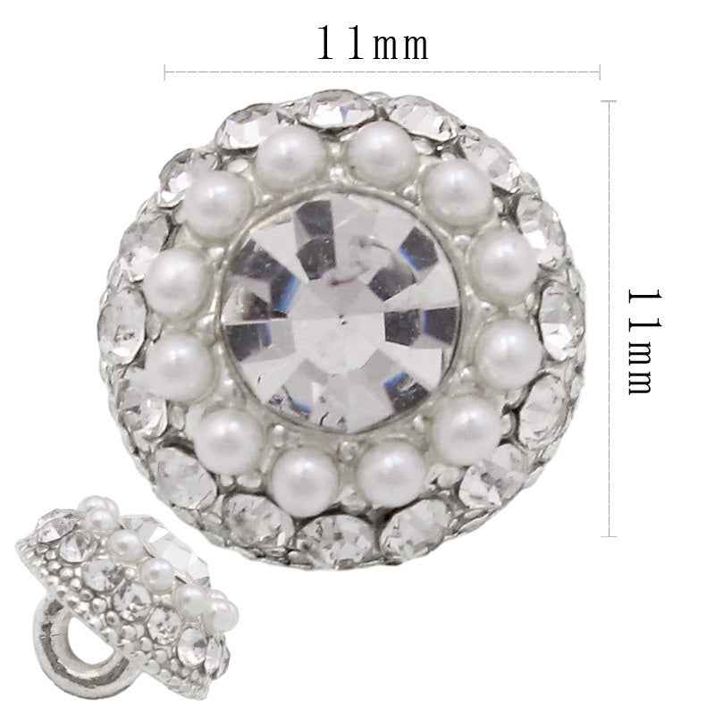 Round Square Crystal Glass Shank Buttons Alloy with Rhinestone 20pcs