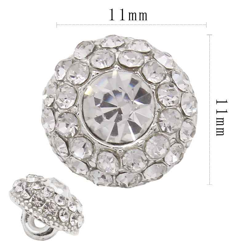Round Square Crystal Glass Shank Buttons Alloy with Rhinestone 20pcs