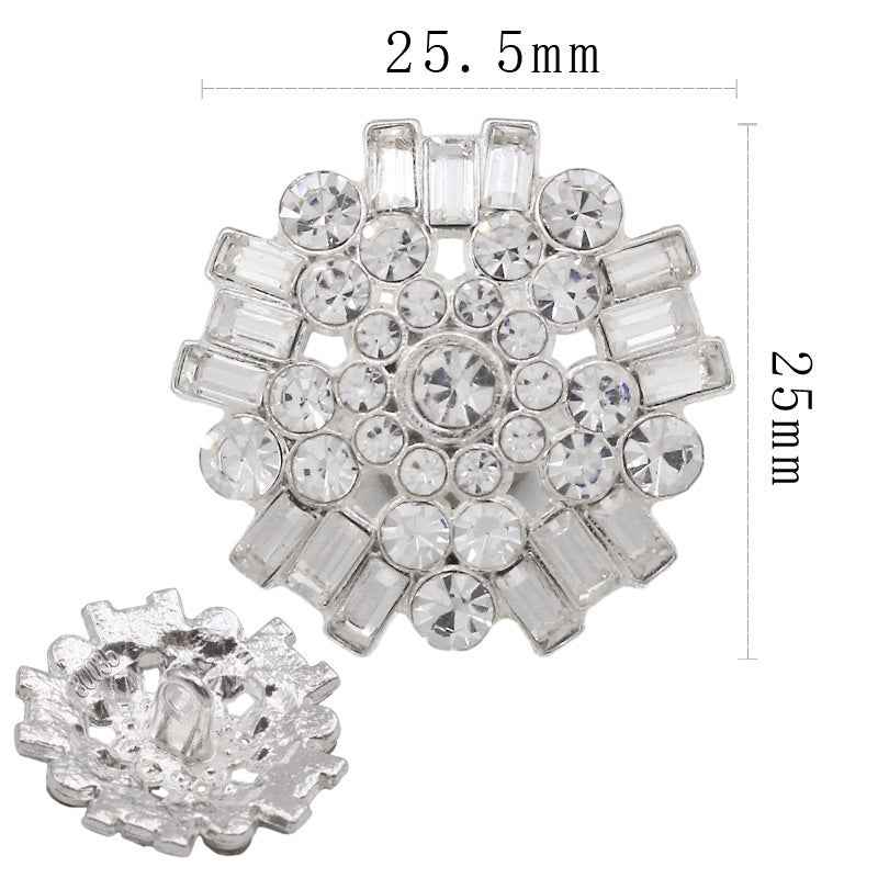 25.5x25.5mm Five-Pointed Star Rhinestone Shank Buttons 10pcs